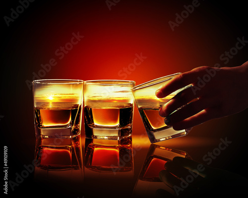 Photo: Three glasses of whiskey Three glasses of whiskey