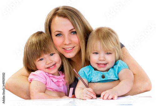 Photo: Mom and daughters, happy family Mom and daughters, happy family