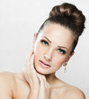 woman with beauty face and clean face skin , glamour makeup