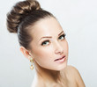  woman with beauty face and clean face skin , glamour makeup