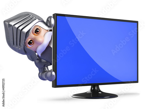 Illustration: Knight looks round widescreen tv Knight looks round widescreen tv