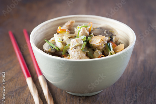 Photo: Wok with vegetables and chicken with soy sauce Wok with vegetables and chicken with soy sauce