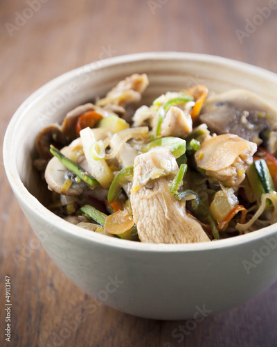Photo: Wok with vegetables and chicken with soy sauce Wok with vegetables and chicken with soy sauce