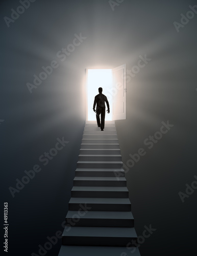 Illustration: Man walking up the stairs Man walking up the stairs