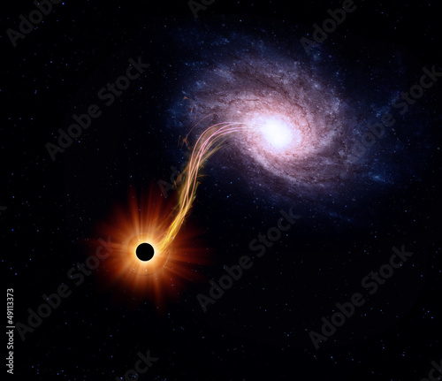 Illustration: Spiral galaxy and a black hole Spiral galaxy and a black hole