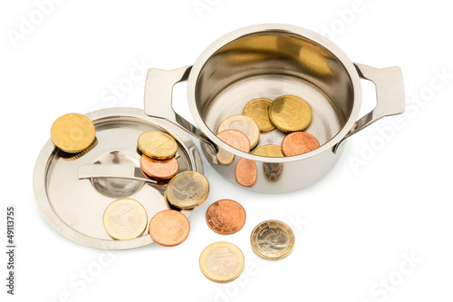 Photo: Kochtopf und Euromünzen Kochtopf und Euromünzen