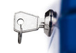Key in lock, close up photo