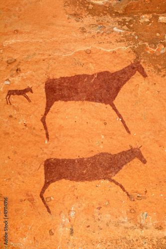 Photo: Bushmen (san) rock painting, Drakensberg mountains Bushmen (san) rock painting, Drakensberg mountains