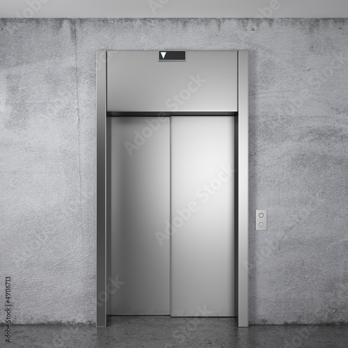 Illustration: Modern elevator with closed doors Modern elevator with closed doors