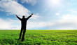 Man in meadow green meadow