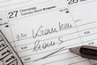 Eintrag im Kalender: Krankenhaus