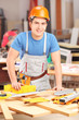 Carpenter working in a workshop