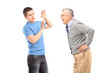 Mature man yelling at a young man
