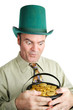 Greedy Leprechaun with His Gold