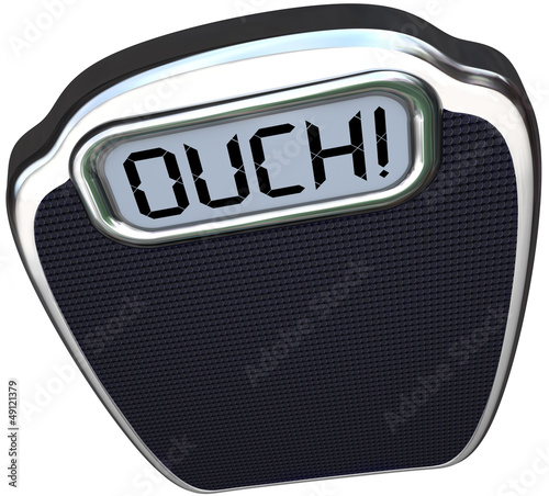 Illustration: Ouch Word on Scale Lose Weight Diet Exercise Ouch Word on Scale Lose Weight Diet Exercise