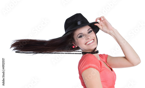 Photo: Pfiffiges Mädchen mit langen Haaren Pfiffiges Mädchen mit langen Haaren