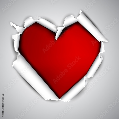 Vector: Torn paper with space for text. Red heart. Valentine's day vecto Torn paper with space for text. Red heart. Valentine's day vecto