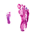 Footprints of father and baby. Isolated on white