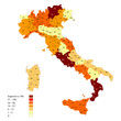 Province italiane con esempio di legenda numerica