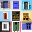 abstract wall with images of rustic windows
