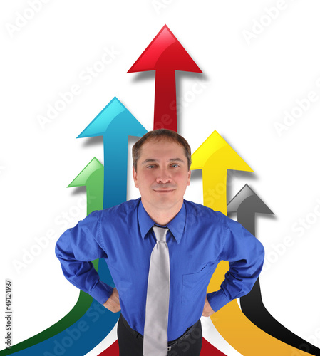 Photo: Successful Business Man with Up Arrows Successful Business Man with Up Arrows
