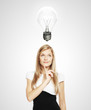 women with lightbulb