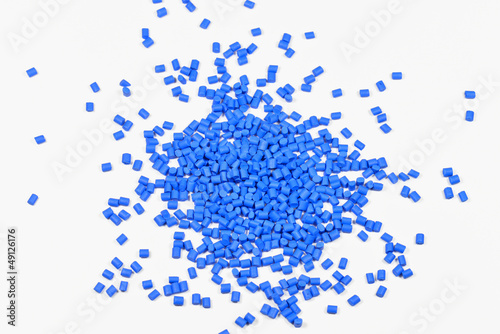 Photo: blue plastic granulate blue plastic granulate