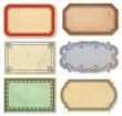 set of 6 vintage paper labels