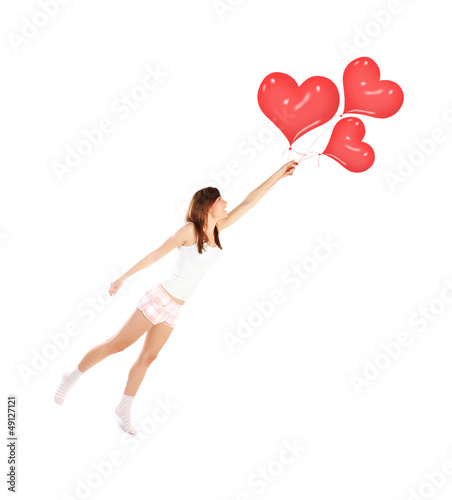Photo: Girl with heart balloons Girl with heart balloons