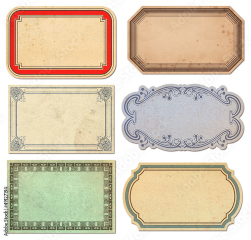 Illustration: set of 6 vintage paper labels set of 6 vintage paper labels