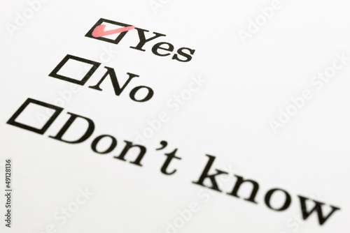 Photo: Yes No Don't know check boxes Yes No Don't know check boxes
