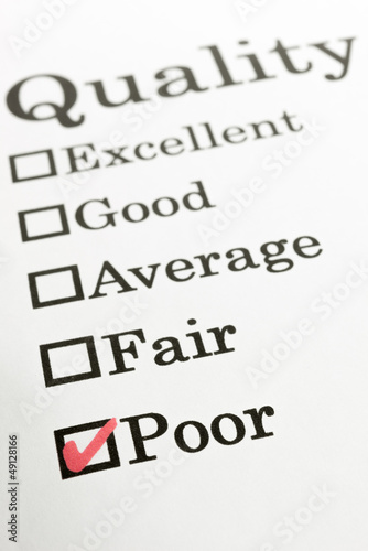 Photo: Quality Excellent Good Average Fair Poor check boxes Quality Excellent Good Average Fair Poor check boxes