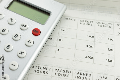 Photo: academic grade with calculator academic grade with calculator
