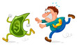 worker chasing a sneaky dollar