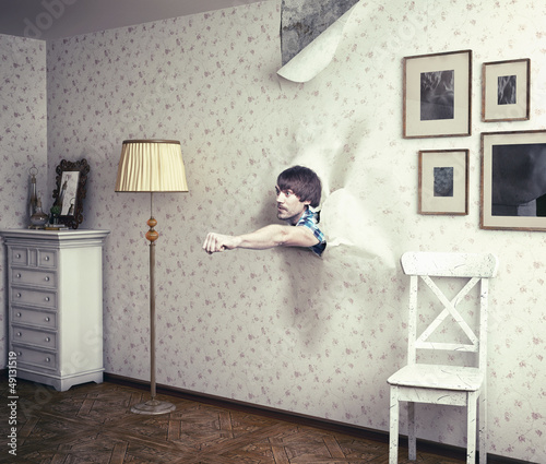 Photo: people break wall people break wall