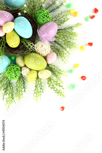 Photo: Composition for Easter isolated on white Composition for Easter isolated on white