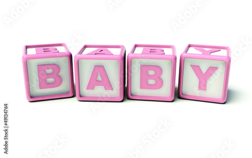 Illustration: Baby girl playing cubes Baby girl playing cubes