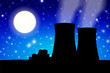 Nuclear power plant in night