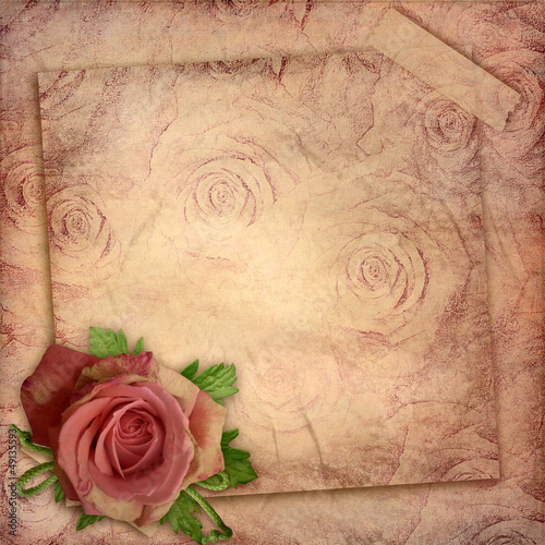 Illustration: Card for greeting or invitation on the vintage background Card for greeting or invitation on the vintage background