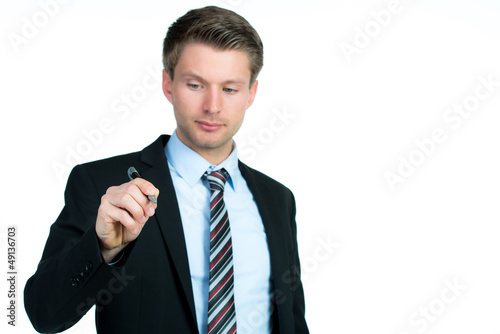 Photo: junger kaufmann macht notizen junger kaufmann macht notizen