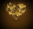 Abstract mechanical heart with floral elements