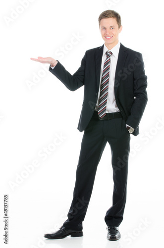 Photo: attraktiver kaufmann mit leerer handfläche attraktiver kaufmann mit leerer handfläche
