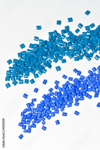 Photo: two blue polymer resins two blue polymer resins