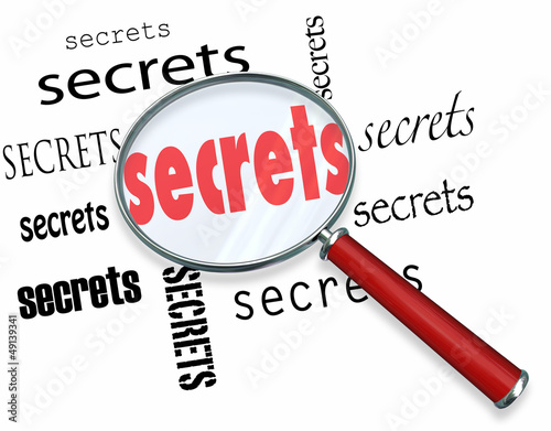 Illustration: Searching for Secrets - Magnifying Glass Finds Clues Searching for Secrets - Magnifying Glass Finds Clues