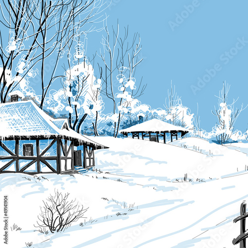 Vector: Winter snowy landscape vector illustration Winter snowy landscape vector illustration