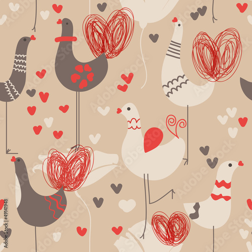 Vector: Cute love birds seamless pattern Cute love birds seamless pattern