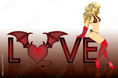 Vector: Love devil girl, vector illustration Love devil girl, vector illustration