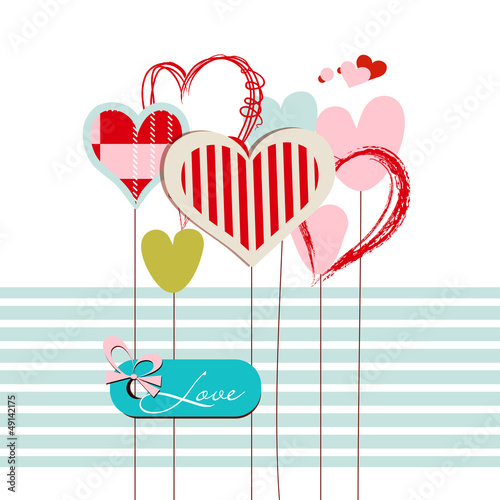 Vector: Hearts greeting card with love message Hearts greeting card with love message