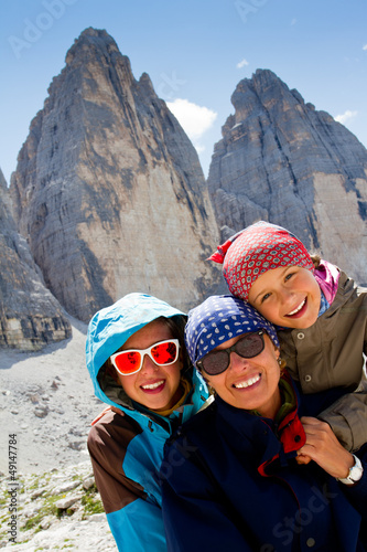 Photo: Family on hike, Tre Cime di Lavaredo - Dolomite - Italy Family on hike, Tre Cime di Lavaredo - Dolomite - Italy