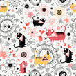 Decorative texture with lovers cats